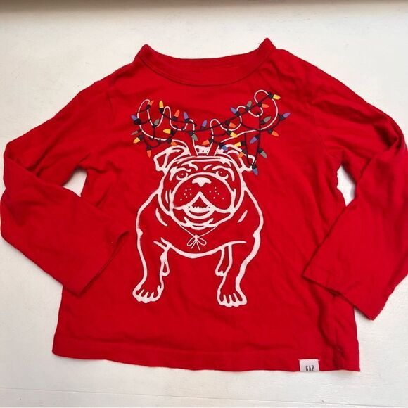 Gap Christmas Reindeer Dog with Lights Cotton Shirt Red Toddler 3 Years Old EUC - Picture 1 of 4